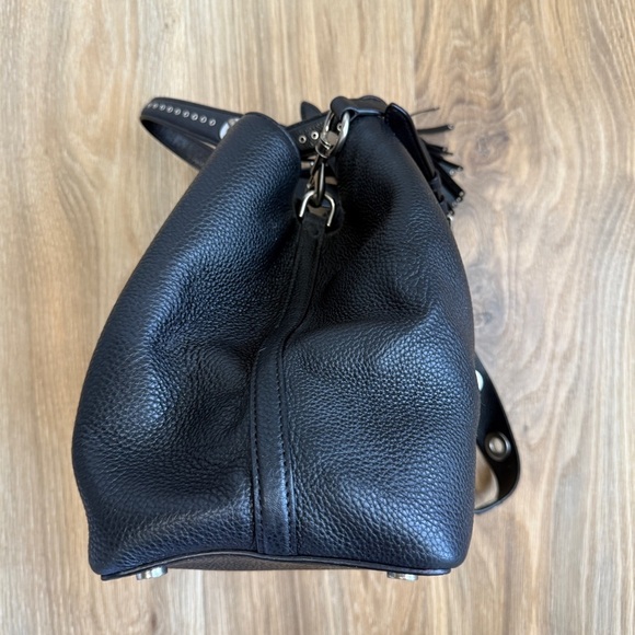 Black Michael Kors Brooklyn Shoulder Bag Purse Silver Grommets Removable Strap - Picture 8 of 13